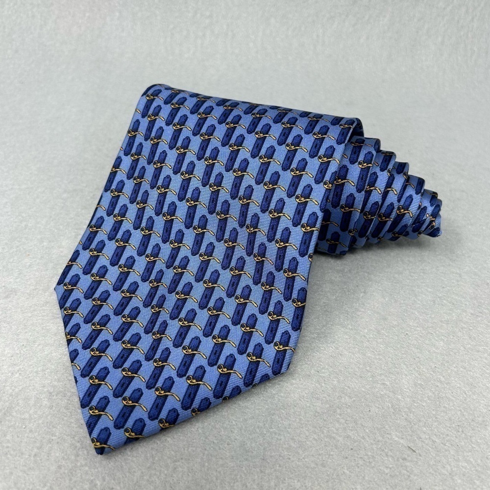 Banana Republic Necktie Mens Blue Geometric Silk Tie, 3.75 x 58